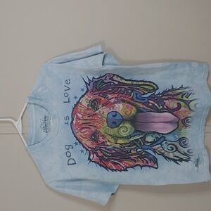The Mountain Dog is Love Colorful Blue Tie Dye T-Shirt Size Small